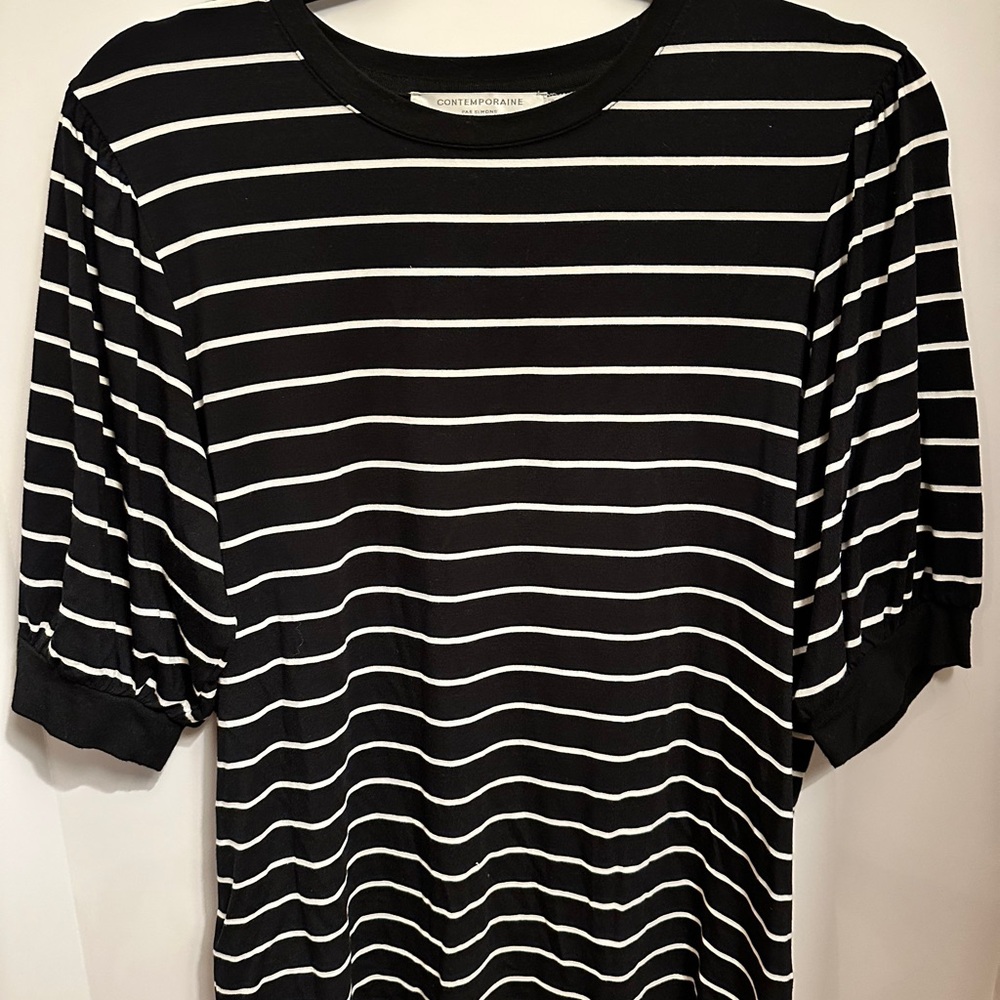 Contemporaine Black and White Striped Top
